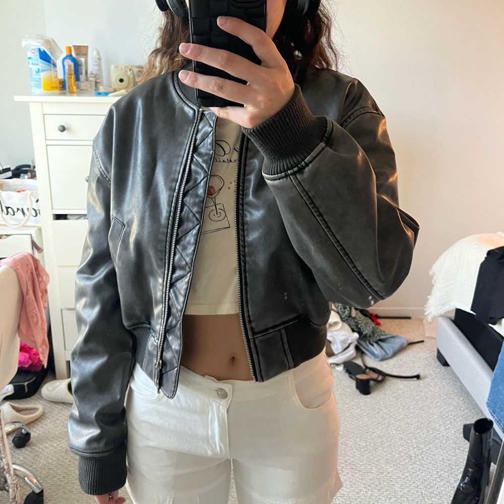 Zara Distressed Faux Leather Jacket